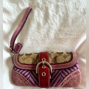 Coach Wristlet vintage with monogram & tweed